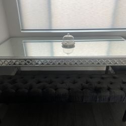 Z Gallerie Dining Table and matching Console Table W/ Hanging Mirror 