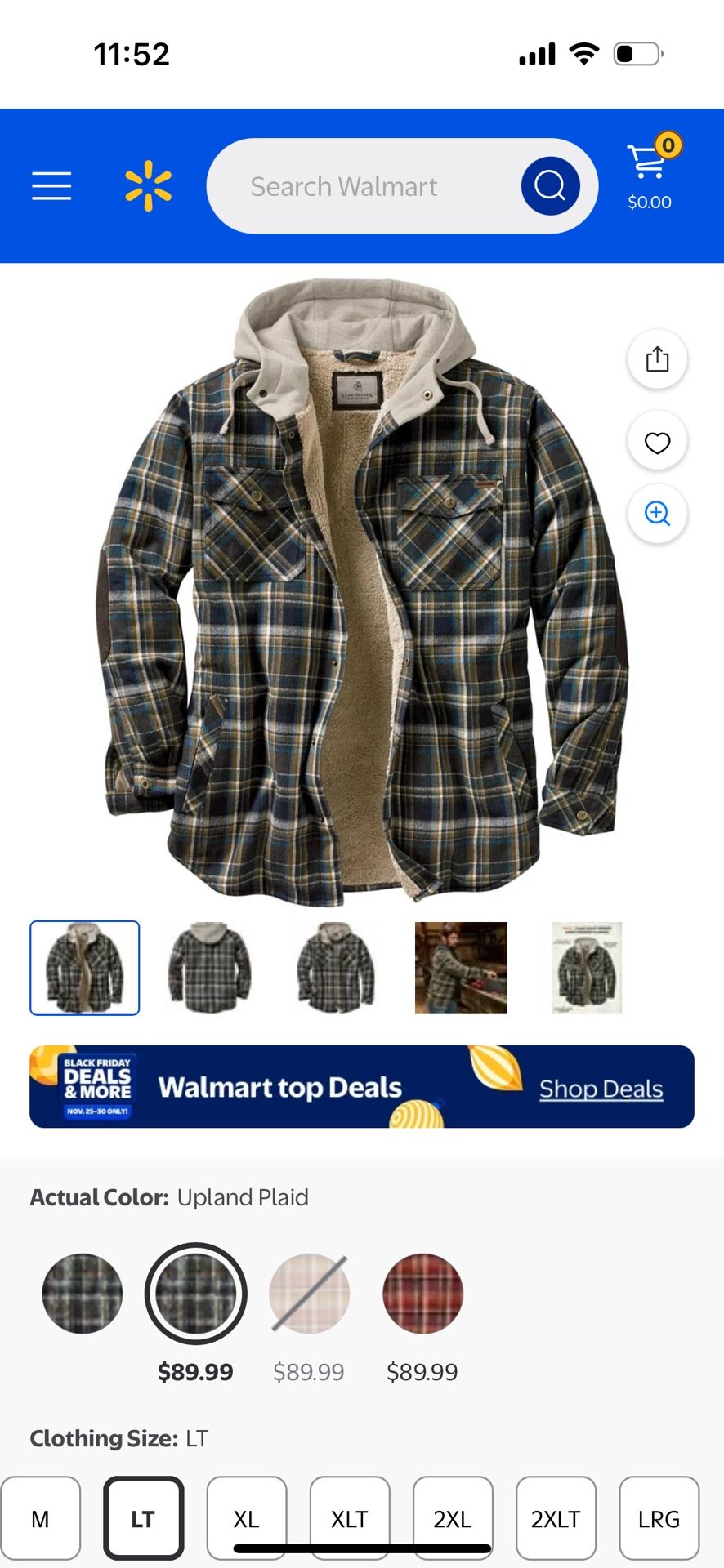 Legendary Whitetails Men's Camp Night Berber Lined Hooded Flannel Shirt Jacket