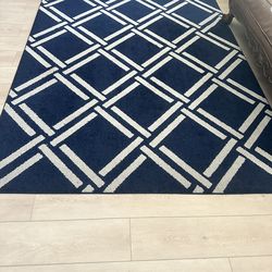 2   8 X 10 Navy and off white area rugs