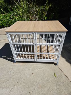 Heavy Duty Dog Crate with Wood Top
