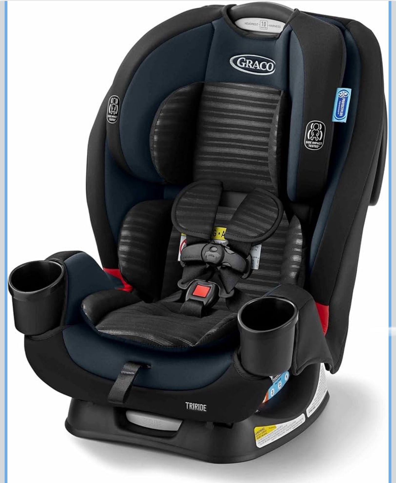 Graco TriRide 3-in-1 Reclining Car Seat, Clybourne - Rear & Forward Facing Car Seat, Highback Booster, Adjustable Headrest
