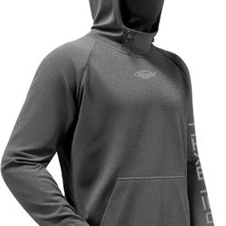 Palmyth Mens Fishing Hoodie with Neck Gaiter Water Resistant Windproof Fleece Lining Thumb Holes Performance Sweatshirt