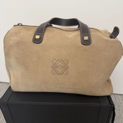 Loewe Anagram Suede Boston Handbag
