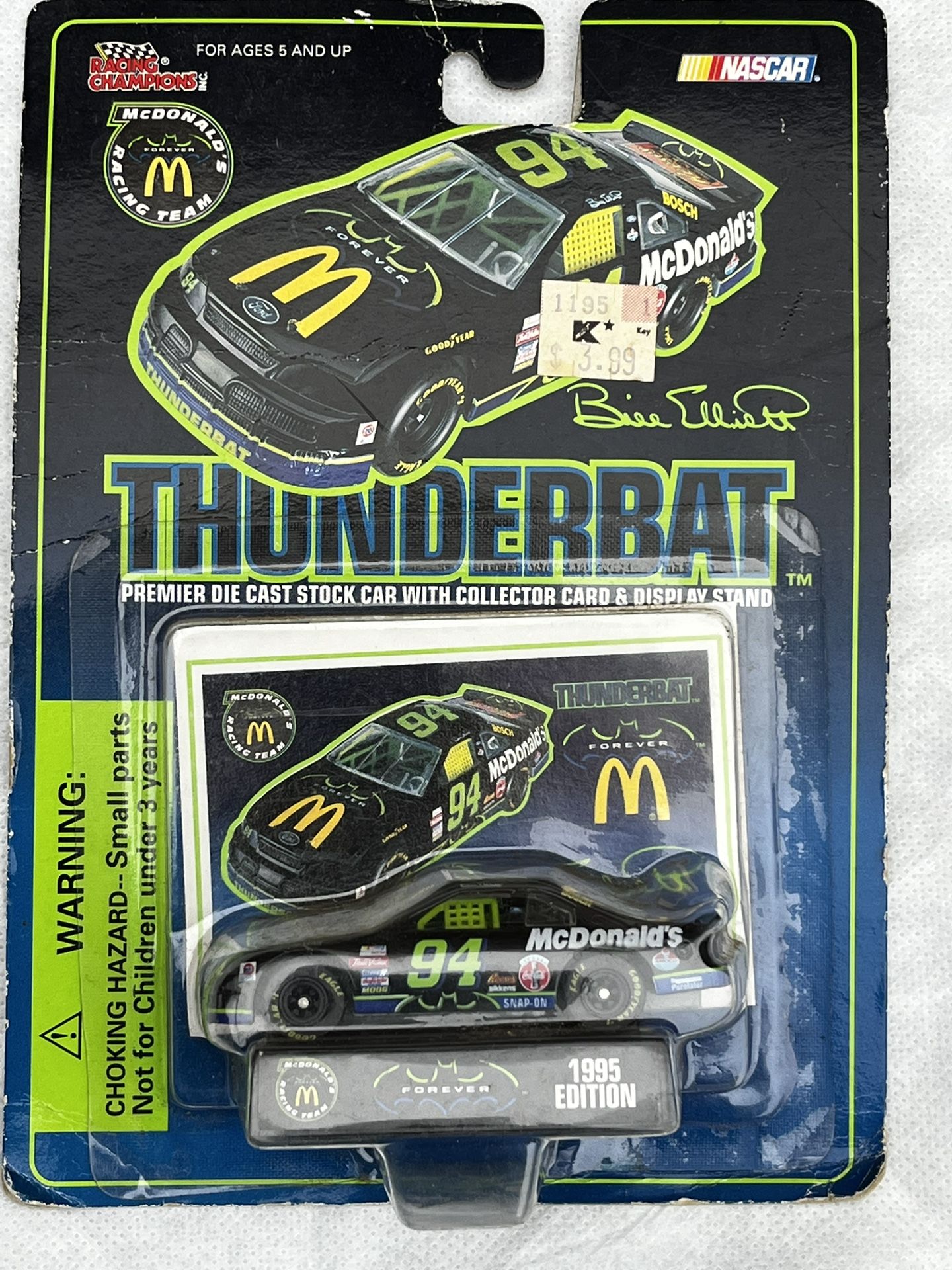1995 Edition Racing Champions McDonald’s Bill Elliott #94 Thunderbat NASCAR 1:64