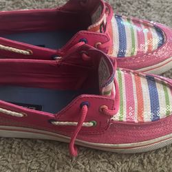 Sperry Top-Sider Bahama Hot Pink Women’s Boat Shoes Color Stripe Size 5.5M