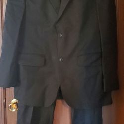 David Taylor Men's Black Suit With Clip On Tie