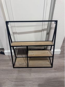 Industrial Metal & Wood Wall Shelf – 22x7.5x24