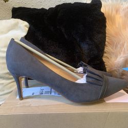 Gray Faux Suede Low Heels **PRICE DROP**