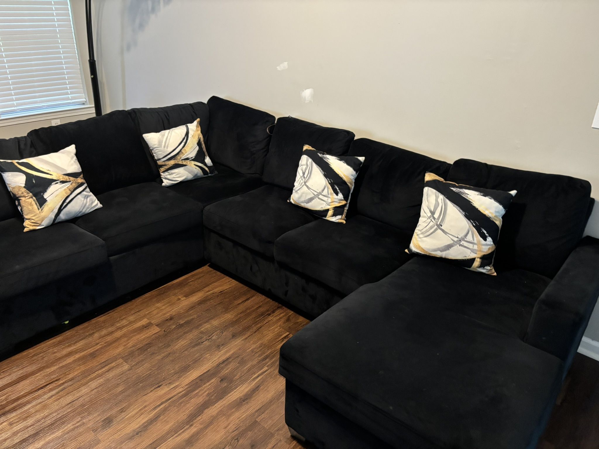 Black Velvet Sectional Pull Out Sofa