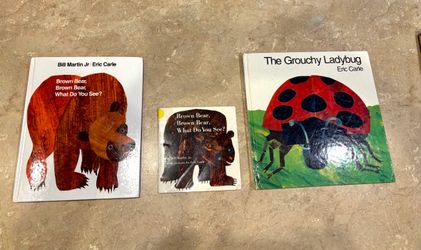 8 Eric Carle books-grouchy ladybug, hungry caterpillar– reading, Classroom, teacher, writing