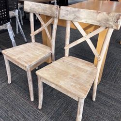 Solid Wood X-Back Wooden Side Chair Set of 2, New