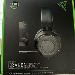 Razer Kraken Tournament Edition THX 7.1 Surround Sound Gaming Headset: Retractable Noise Cancelling Mic - USB DAC - For PC, PS4, PS5, Nintendo Switch,