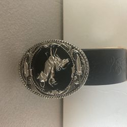 Vintage Siskiyou Cowboy Bull Rider Black Belt, Unisex, XXL