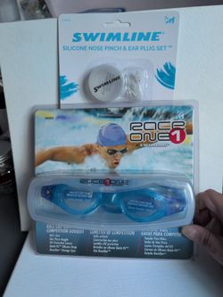 Kid's Competitive Swim Kit - Goggles, Ear Plugs, Nose Clip - Ages 7 - 14
