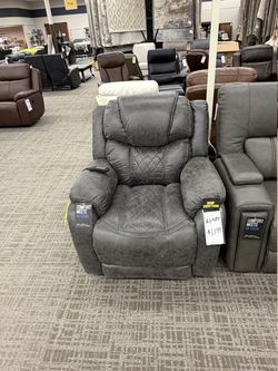 Gray Power Recliner with Power Headrest - Gray | Reclining Chair | Lounge Chair