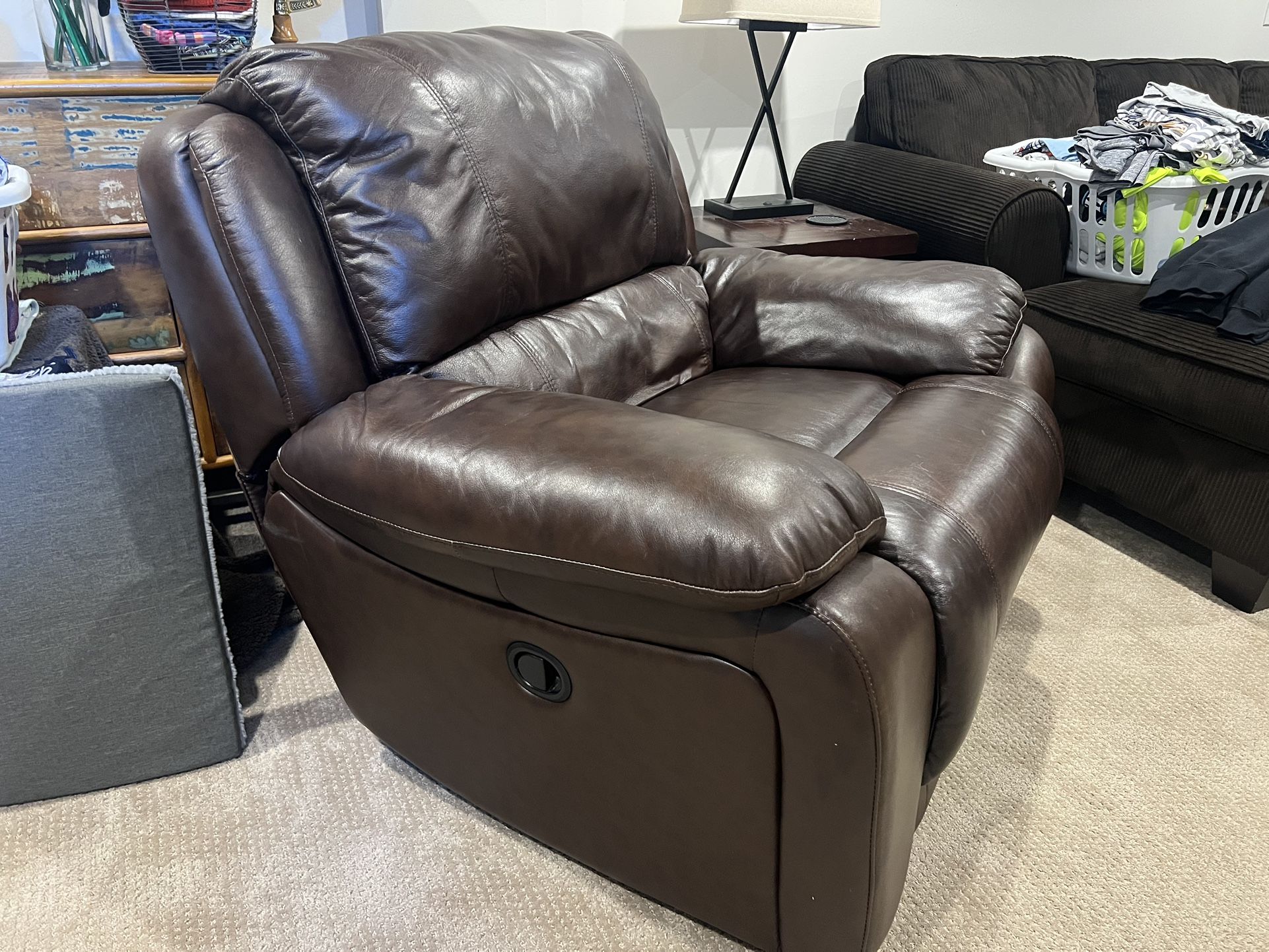Brown Italian Leather Recliner Chair