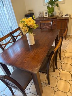 Dining Table with Chairs and Pantry Cabinet