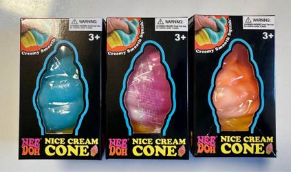 NeeDoh Nice Cream Cone Squish Toy Pink, Orange and Blue
