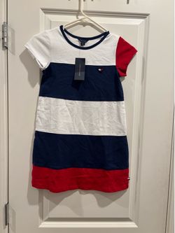 Tommy Hilfiger Girls Red, White & Blue T-Shirt Dress – Size Small (7) – Brand New