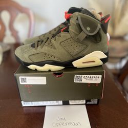 Travis Scott Jordan 6 Olive Sz 9.5 