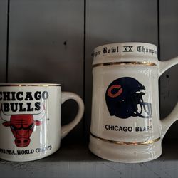 Chicago Bulls & Bears Cups. Beautiful & Vintage!
