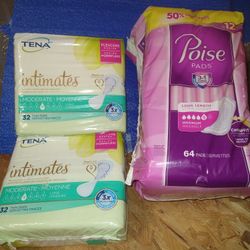Tina Intimates 32 Count Two Packs And Poise Pads 64 Pads