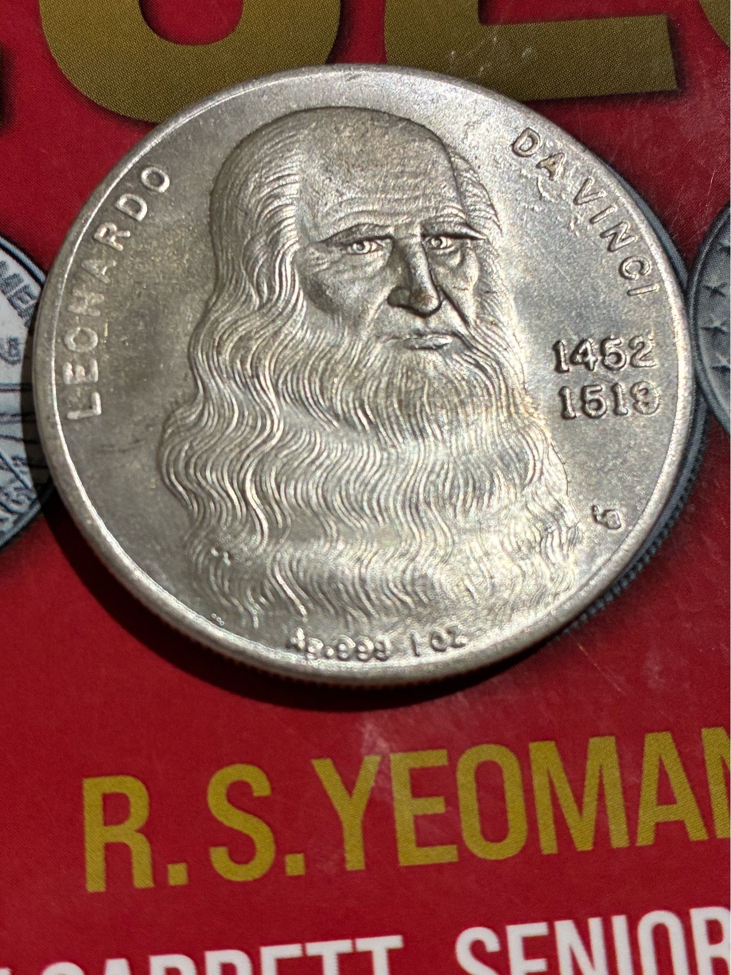 Moneda Antigua . Leonardo da Vinci 99%plata