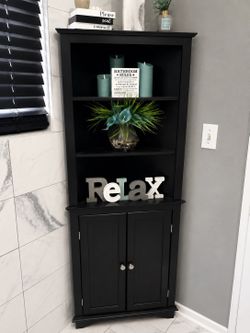 Black Bathroom Storage Cabinet / Space Saver Organizer