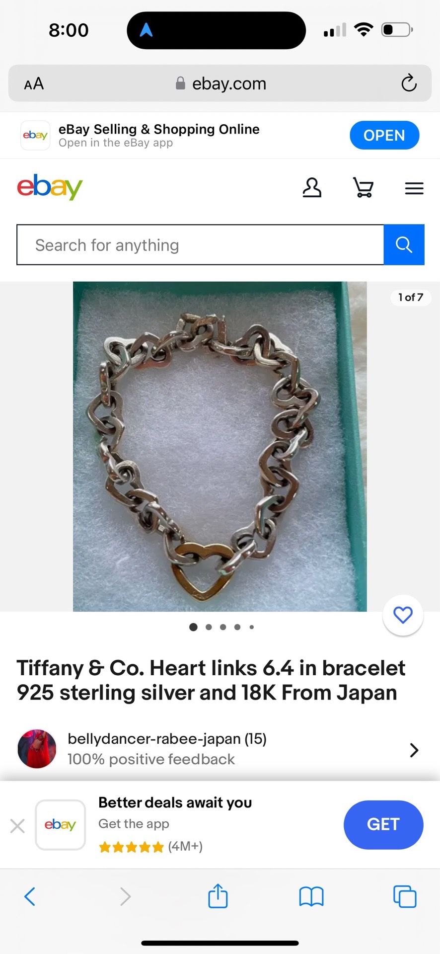 Vintage Tiffany 14 Kt gold heart Link