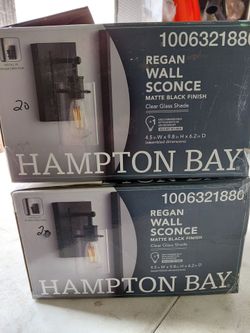 Hampton Bay Regan 1 light wall sconce light fixture in matte black, few available