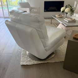 EQ3 Arie Designer Leather Swivel Chair - Premium White Leather ✨ ]