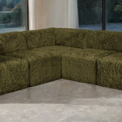 Brand New Olive Green Super Plush Modular Design Compressed Foam Sectional Sofa