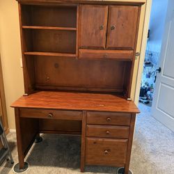 Wood Desk W/Hutch