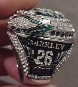 BRAND NEW!💯 EAGLES🦅NEW STYLE🤩2025 WING OUT💨COLLECTORS SOUVENIR FOOTBALL🏈SIZE 11 FAN RING WITH BRAND NEW! CHERRY HARDWOOD WINDOW VIEWING RING BOX!