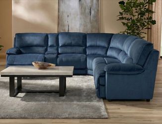🛋️ Blue Fabric Power Reclining Sectional Sofa