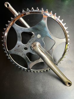 Vintage Schwinn 52T Clover Chrome Sprocket & Crank Assembly