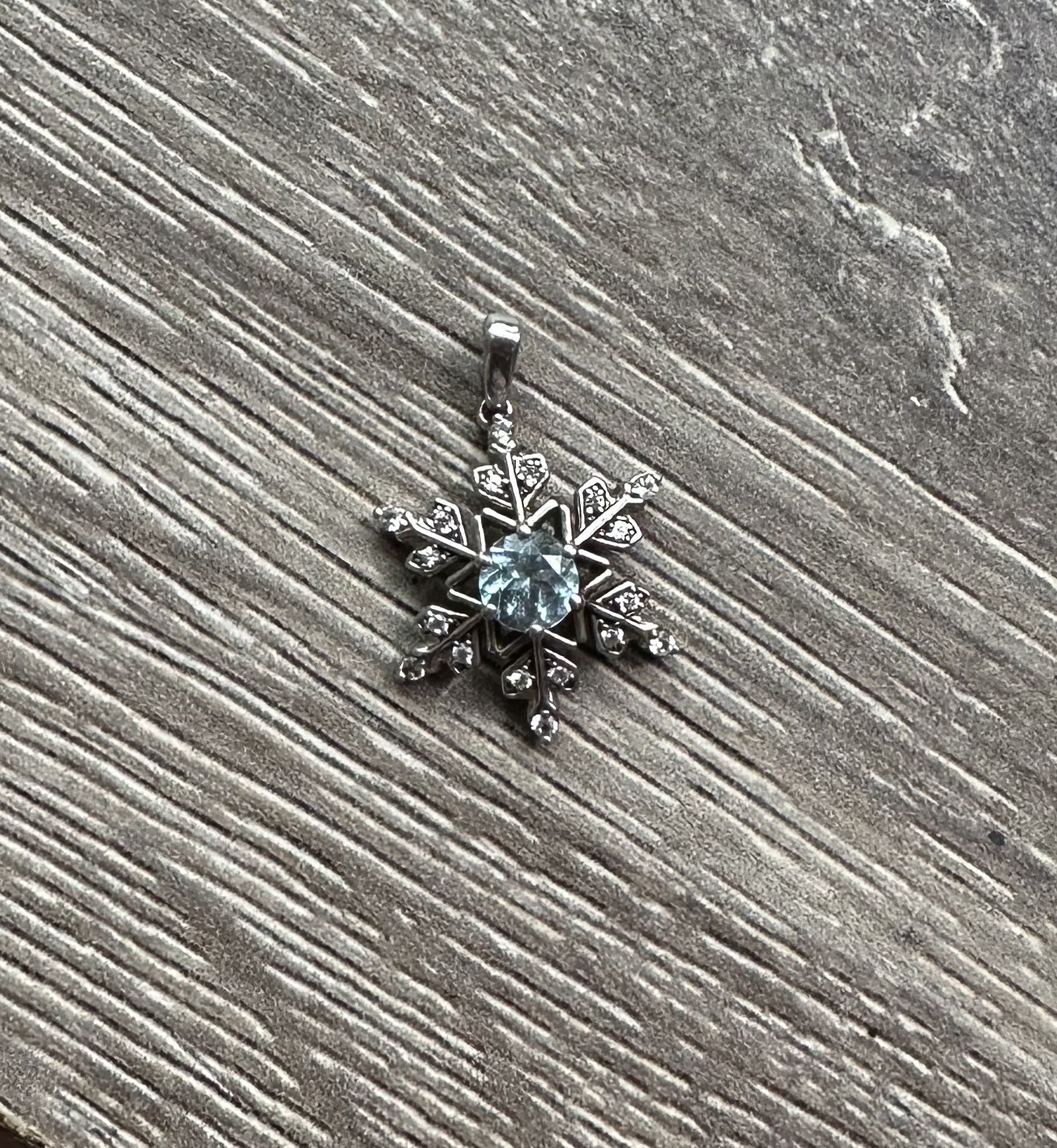 Sterling Silver Blue Topaz Snowflake Pendant