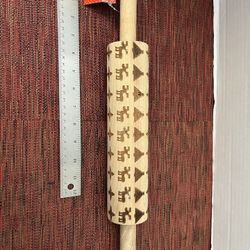 NEW Kitchen Kaboodle Embossed Holiday Rolling Pin Reindeer, Tree, Star