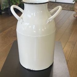 White Decorative Milk Jug Vase w/ Handles (Chipoy White Enamel) Decor