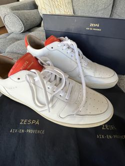 ZESPA Mens Leather Tennis Shoes Sneakers 11.5 45 ORANGE tongue