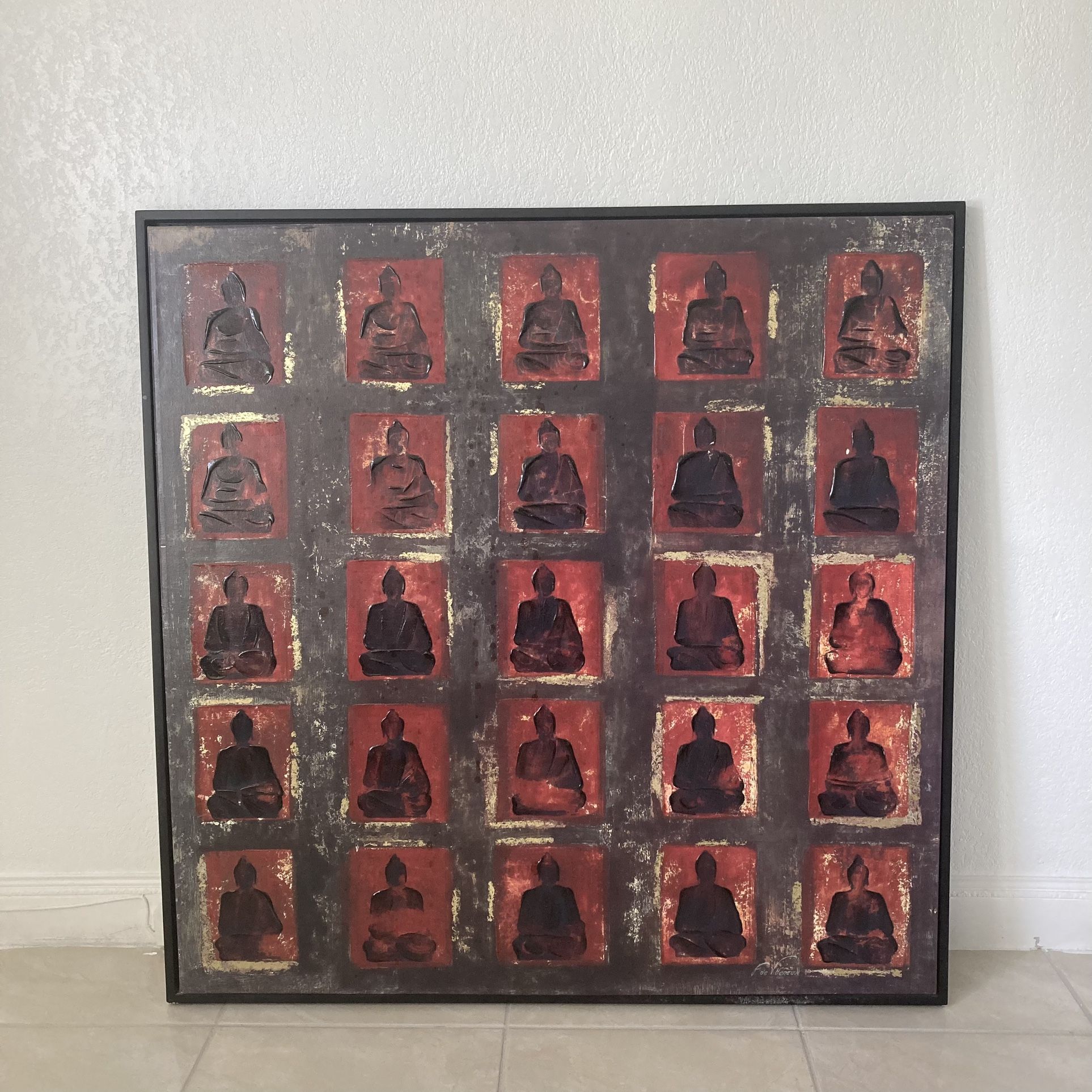 Fabrice de Villeneuve Studio Art of Buddha | Large Vintage Oil Painting
