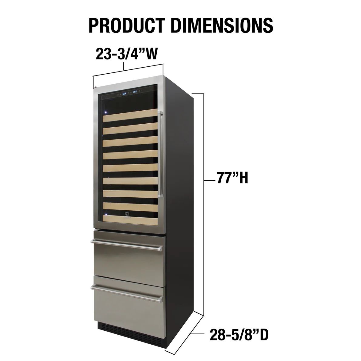 Vinotemp Connoisseur Series Dual-Zone Wine and 2 Drawer Beverage Cooler, 108 Bottles and 100 12oz Can Capacity in Stainless Steel