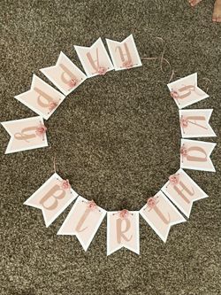 Birthday Banner With Flowers Gold rose Party Decoration