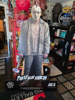 Pabst Blue Ribbon Jason Voorhees Life-Size Cardboard Cutout standee mancave display beer bar pub
