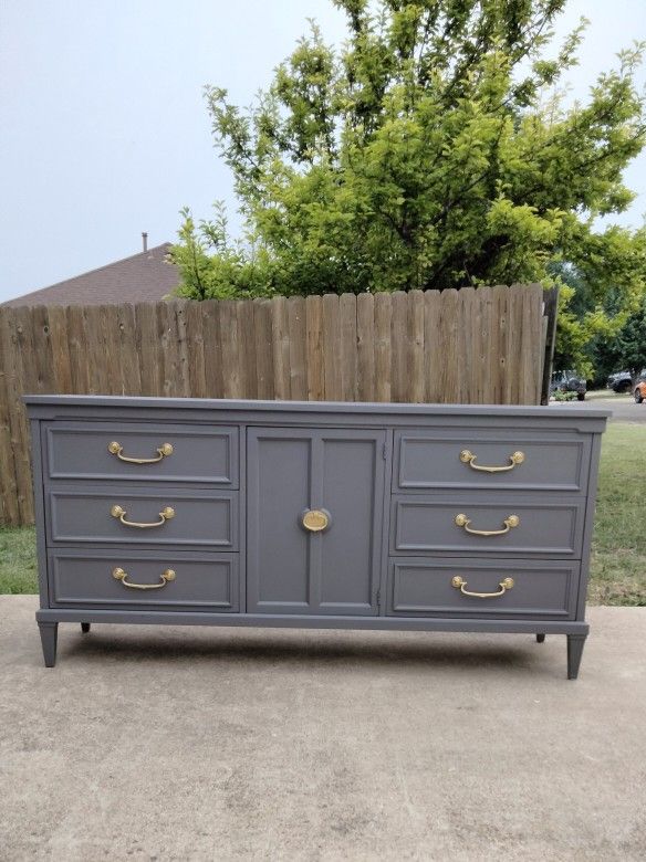 Beautiful Midcentury Modern Gray Dresser 65x18x32