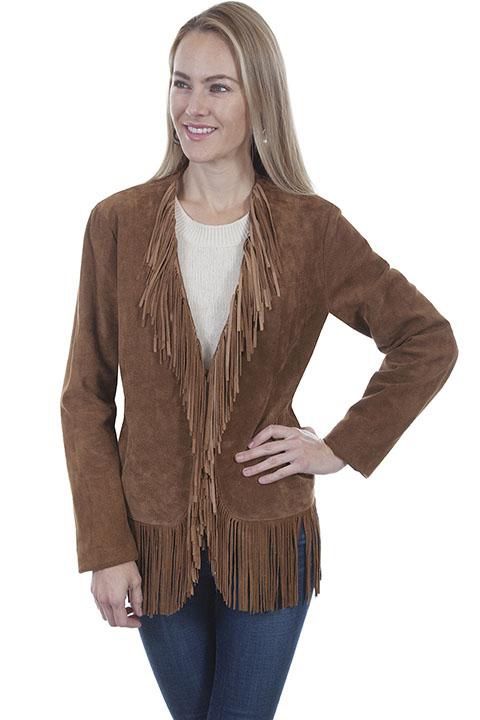Scully Leather Western Fringed Jacket in Cinnamon Boar Suede L1003 Small