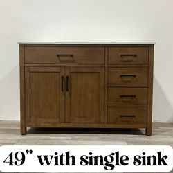 49'' Bathroom Vanity Solid Wood Cabinet Stone Countertop(Open Box)