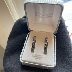 Sterling With Sapphire And Diamond Earrings