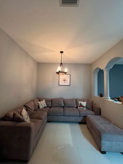 Grey Thomasville sectional and ottoman (Costco)
