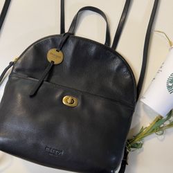 Margot New York Women’s Black Leather Brass Gold Zipper Hardware backpack Bag
